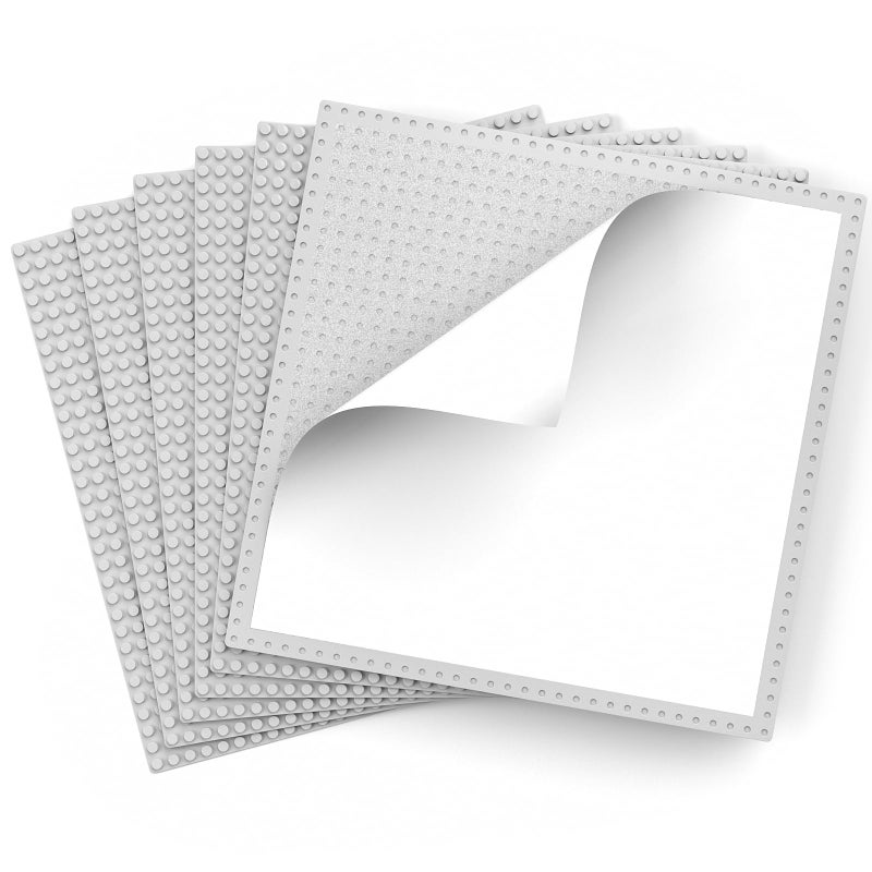 Pokiiulk Classic Baseplates, Peel and Stick Base Plates for Building Bricks, Compatible with Major Brands, Self-Adhersive Base for Bricks 10"" x 10"", 6 Pack Grey - Image 1